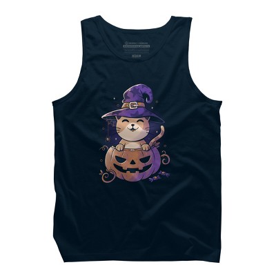 Men's Design By Humans Spooky Kitty Funny Cute Magic Halloween By EduEly Tank Top