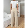 Women's High Waisted Wide Leg Dress Pants  Button Front Flowy Trousers for Office & Casual - 4 of 4