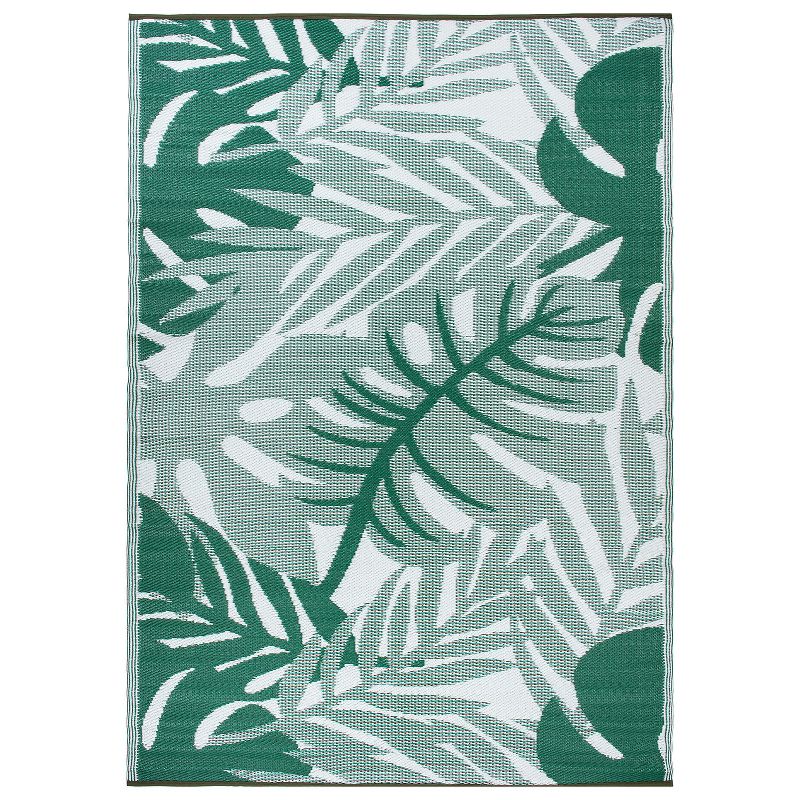 World Rug Gallery Tropical Leaf Reversible Recycled Plastic Outdoor Rugs, 1 of 12