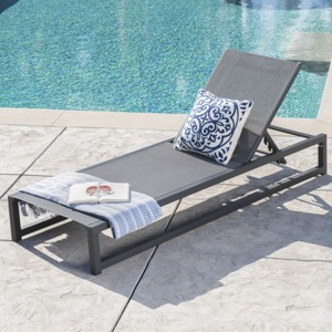 7 Level Adjustable Outdoor Patio Chaise Lounge,Aluminum Patio Chaise Lounge,Mesh Patio Lounge Chair,Lounge Chair Outdoor -Maison Boucle - 1 of 4