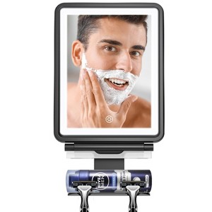 Shower Mirror for Shaving with Razor Holder, Large Anti-Fog Shave Mirror with No-Drilling Mount - 1 of 4