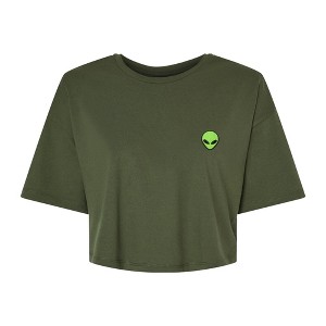 Dalix Alien Embroidered Cotton Relaxed Fit Flowy Short Sleeve Crewneck Tee Shirt Womens - 1 of 4