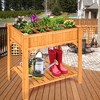 Costway 8 Grids Raised Garden Bed Elevated Planter Box Kit Wood w/Liner & Shelf - 3 of 4