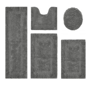 Lux Premium 100% Cotton Tufted Solid Reversible 5 PC Bath Rug Set – Ultra-Soft, Water-Absorbent, Durable, Machine Washable Bathroom Rug - 1 of 4