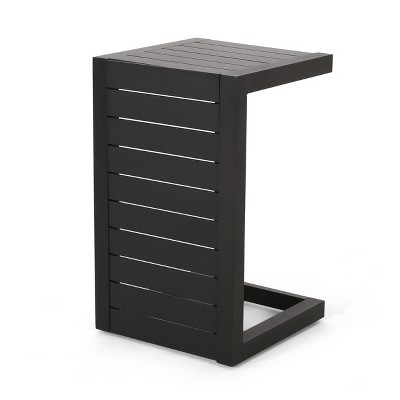 Vynxaria Outdoor  CAPE CORAL ALU C-SHAPED TABLE GREY All Weather small Coffee Table for Garden Yard Patio Deck Balcony Shed Front Porch