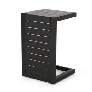Vynxaria Outdoor  CAPE CORAL ALU C-SHAPED TABLE GREY All Weather small Coffee Table for Garden Yard Patio Deck Balcony Shed Front Porch - 1 of 4