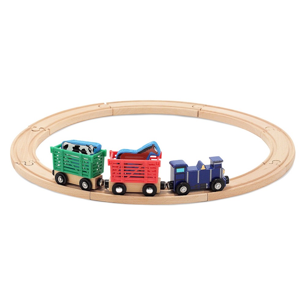 UPC 000772006446 product image for Melissa & Doug Farm Animal Wooden Train Set (12+pc) | upcitemdb.com