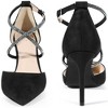 BLISSFUL STEP Women's Pointed Toe Ankle Strap Rhinestone Pumps - 2 of 3