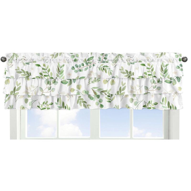 Sweet Jojo Designs Window Valance Treatment 54in. Botanical Green and White, 1 of 7