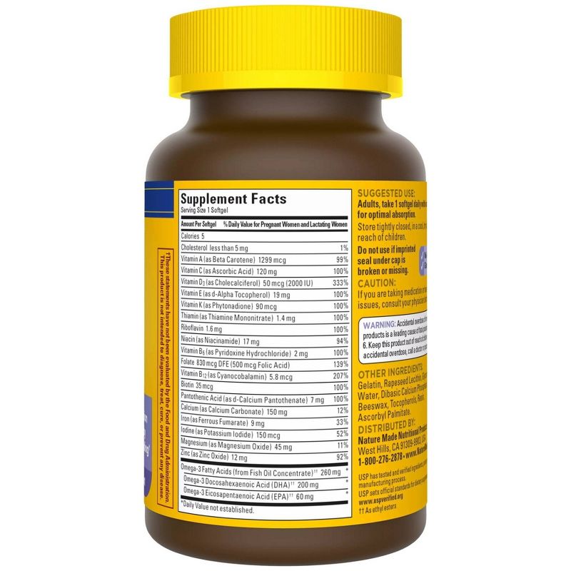 Nature Made Postnatal Multi + DHA, Postnatal Vitamins with Iron &#38; Vitamin D Softgels - 60ct, 5 of 17