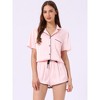 cheibear Women's Silky Satin Nightwear with Shorts Lounge Sleepwear Pajama Set - 3 of 4