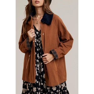 Women's plaid lined cotton barn jacket - IN-LOOM - 1 of 4
