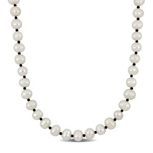 EVERLY JEWELRY | 7-8mm Cultured Freshwater Pearls and Black Spinel Beaded Layering Necklace, 20 inc - 1 of 4