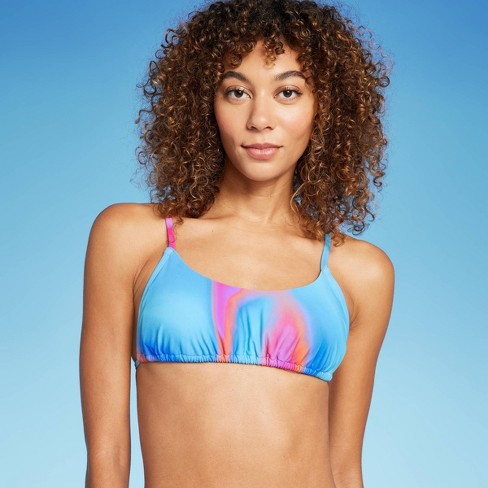 Women's Tunnel Front Bralette Bikini Top - Wild Fable™ Blue Marble Print :  Target