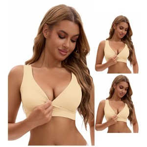 INSPIRE CHIC Nursing Bra for Women's Crossover Push Up Wirefree Sleep Breastfeeding Maternity Bralette 3 Packs - 1 of 4