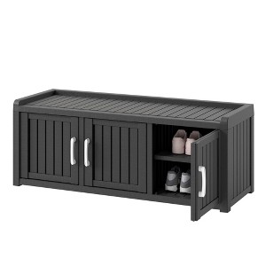 Yardgrace Storage Benches 120 Gallon 2-Door/3-Door Shoe Cabinet Resin Shoe Bench with Storage for Shoes Accessories - 1 of 4