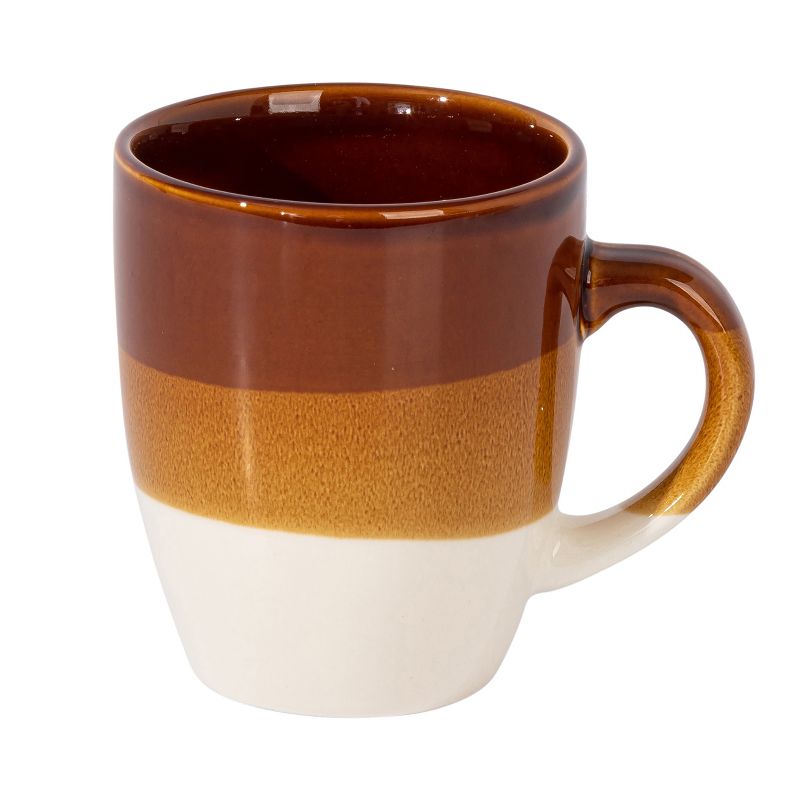 Gibson Home Yellowstone 6 Piece 12 Ounce Stoneware Mug Set in Brown and White, 3 of 6