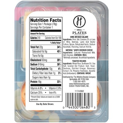 Hillshire Snacking Wine Infused Salame Cheese and Crackers Small Plate - 2.76oz