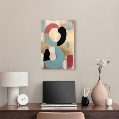 Gold and Multicolor Abstract Canvas Wall Art, 24" x 16"