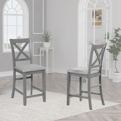 Sapphtopaz Modern Upholstered Dining Chairs Set of 4, Padded Seat Kitchen Chairs with Wooden Counter Height Bar Stools for Dining Room