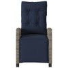 vidaXL Reclining Patio Chair with Footrest - Gray Poly Rattan & Navy Cushion, Weather-Resistant, Adjustable Backrest for Outdoor/Garden/Deck Use - 4 of 4