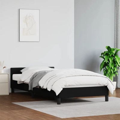 vidaXL Bed Frame with Headboard, Black, 39.4"x79.9" Twin XL Faux Leather