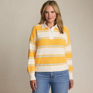 Lands' End Women's Drifter Rugby with Woven Collar Sweater - 1 of 4