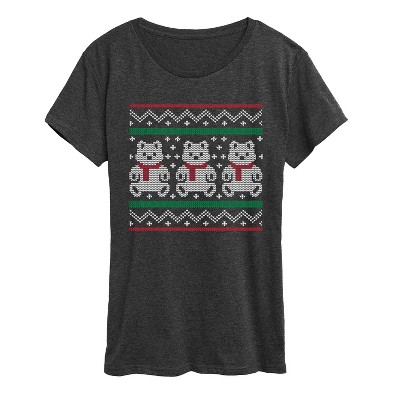 Women's - Instant Message - Teddy Bear Ugly Sweater Short Sleeve Graphic T-Shirt