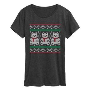 Women's - Instant Message - Teddy Bear Ugly Sweater Short Sleeve Graphic T-Shirt - 1 of 4