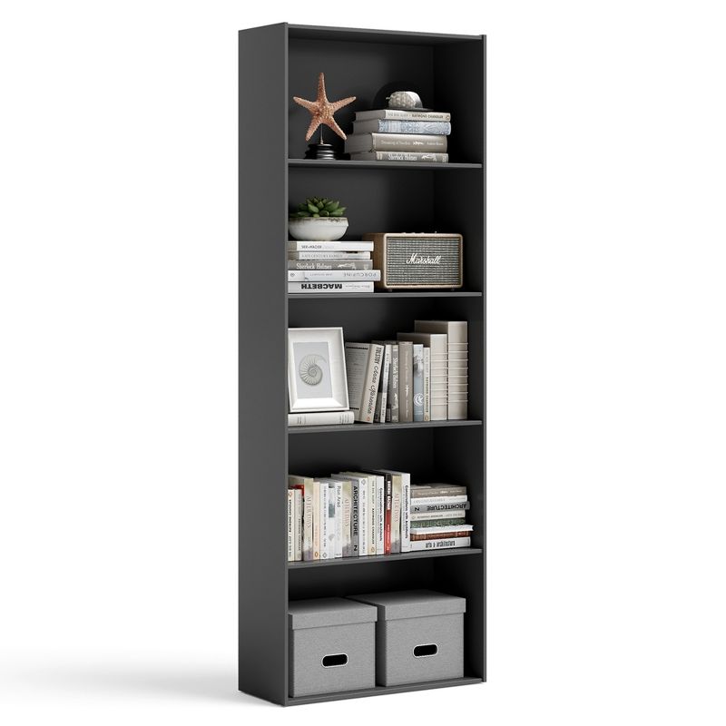Costway 5-Shelf Storage Bookcase Modern Multi-Functional Display Cabinet Furniture Black/White/Walnut, 1 of 9