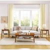 Mid-Century Coffee Table With Woven Shelf, Bohemian Rattan Coffee Table With Storage, Farmhouse Wooden Low Rectangular End Table For Living Room - 4 of 4