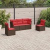 vidaXL 5 Piece Patio Sofa Set with Cushions Brown Poly Rattan - 2 of 4