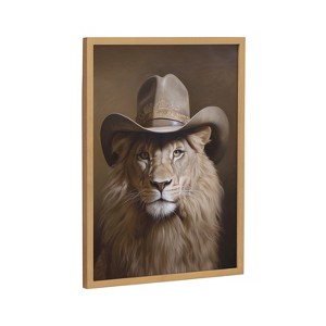 Kate & Laurel All Things Decor 12"x16" Gallery Lion Wearing a Western Cowboy Hat Print by The Creative Bunch Studio Gold - 1 of 4