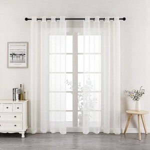 GoodGram Montauk Accents 2 Piece Grommet Top Summery Sheer Voile Window Curtain Panels For Extra Long & Taller Windows - 1 of 3