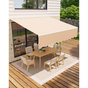 Manual Retractable Awning, Waterproof Sun Shade Patio Awning, Heavy Duty Aluminum Frame, 280g Polyester Fabric, Adjustable Roll Out Awning - 1 of 4