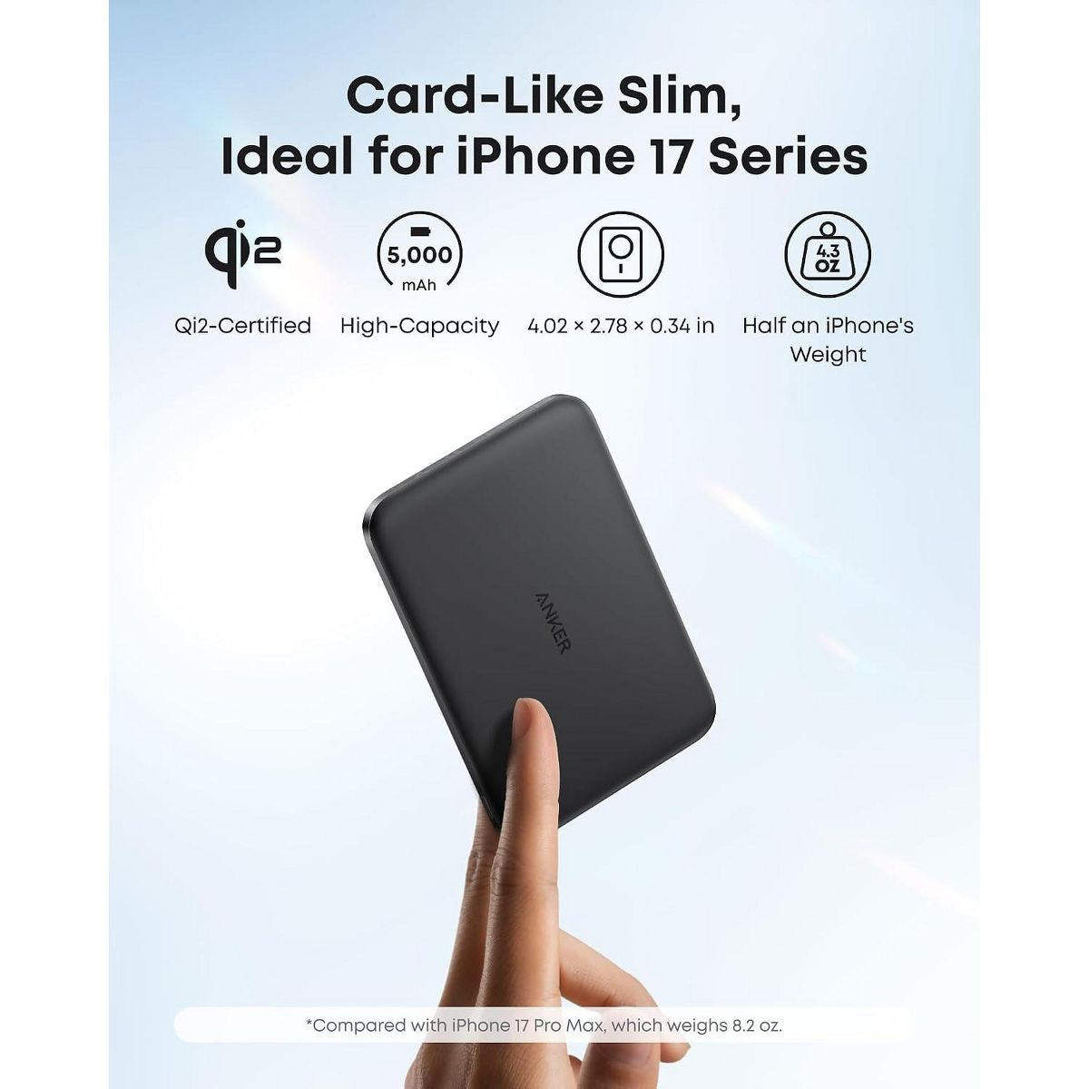 Refurbished Anker Nano Magnetic Power Bank, 5,000mAh Qi2-Certified 15W Portable Charger, Ultra-Slim 0.34in, MagSafe-Compatible for iPhone 17/16/15 - thumbnail 3