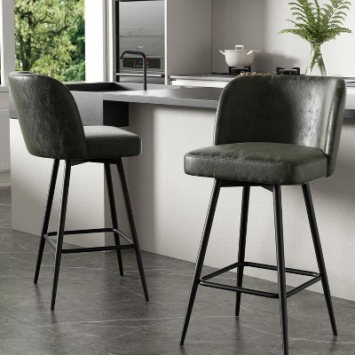 UNISOAR Bar Stools Set of 2, 360°Swivel Modern Counter Height Barstools Armless Kitchen Chair,