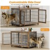 Gikpal Wooden Dog Crate Furniture, Stylish Dogs Kennel for Small to Extra Large, Double Door & A Cushion & 360°Wheel, Metal, Chew-Proof, Dog Cage - 4 of 4
