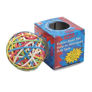 ACCO Rubber Band Ball, 3.25" Diameter, Size 34, Assorted Gauges, Assorted Colors, 270/Pack - 1 of 2