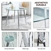 Vynxaria 38.6" Round Dining Table with Glass Top, Silver Metal Legs, Exquisite Texture for Home - 3 of 4