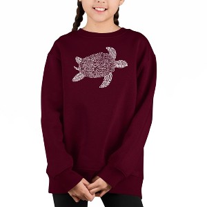 LA Pop Art Turtle - Girl's Word Art Crewneck Sweatshirt - 1 of 3