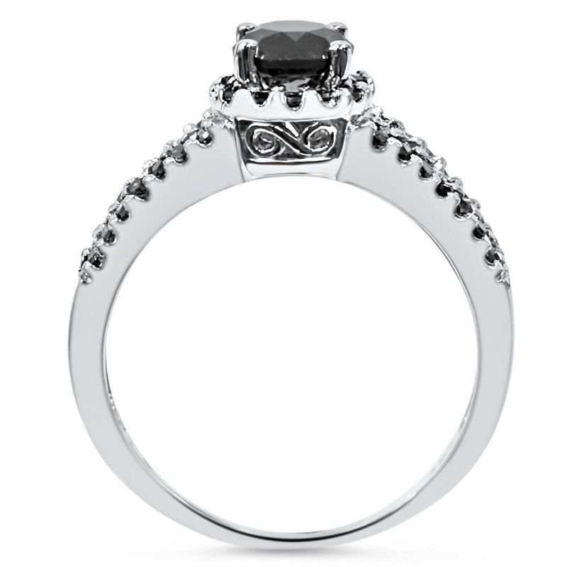 Pompeii3 1 5/8ct Black Diamond Pave Halo Engagement Ring 14K White Gold, 3 of 5