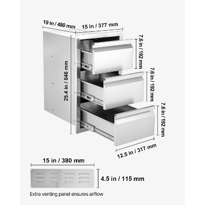 VEVOR Outdoor Kitchen Drawers 14.7\" W x 25.4\" H x 18.7\" D, Box Frame Style Flush Mount BBQ Drawers with Stainless Steel Handle, Silver — фото 8