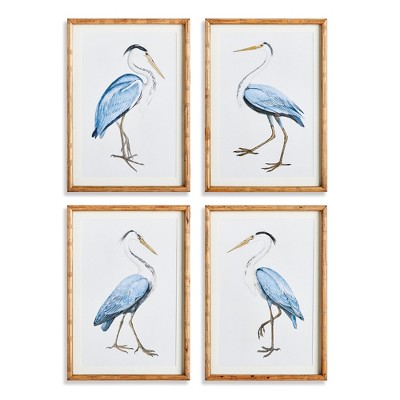 Plum & Post 16.5"W x 1"D x 23.5"H Elegant Blue Heron Framed Wall Art Set of 4