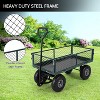 Heavy-Duty Steel Garden Cart – 500 Lbs Capacity Utility Wagon with Removable Liner, 8" Pneumatic Wheels & Convertible Flatbed Design, Green - 4 of 4