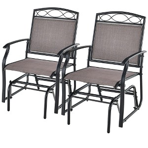 Tangkula Patio Swing Glider Chairs Set of 2 Outdoor Metal Glider Armchairs Garden Poolside - 1 of 4