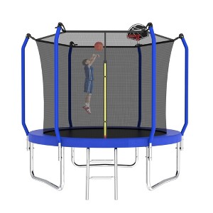 NAYSAYE Trampoline 8FT with Basketball Hoop and Safety Net for Outdoor Fun and Fitness, Blue, 96.06"*79.14"*71.70" - 1 of 4