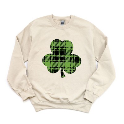 Simply Sage Market Women's Graphic Sweatshirt Buffalo Plaid Clover