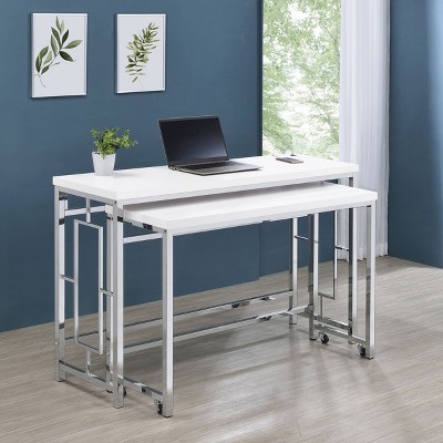 Modern Chrome and White 4-Piece Counter Height Dining Set