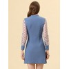 Allegra K Women's Sheer Mesh Panel A-Line Tie Neck Dots Cocktail Dress - 4 of 4